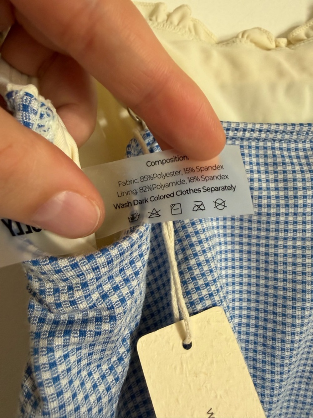 NWT Seamolly Plaid Gingham Blue White Dainty Ruffle Cropped Tankini Top size XS - Picture 6 of 6